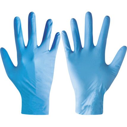 Disposable Gloves, Blue, Nitrile, 3.5g Thickness, Powder Free, Size M, Pack of 100