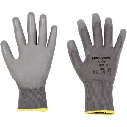 2100250 Mechanical Hazard Gloves, Grey, Polyamide Liner, Polyurethane Coating, EN388: 2016, 3, 1, 3, 1, X, Size 8