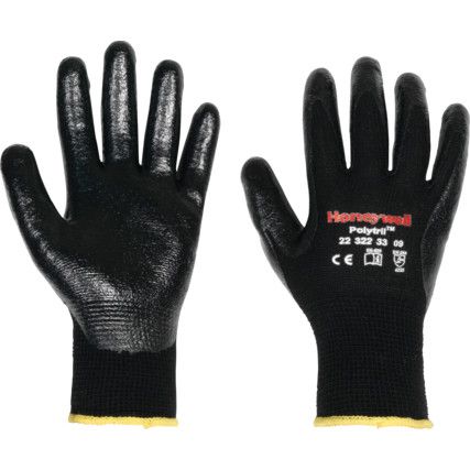 2232233 Polytril Mix Mechanical Hazard Gloves, Black, Cotton/Polyamide Liner, Nitrile Coating, EN388: 2016, 4, 1, 3, 2, X, Size 11