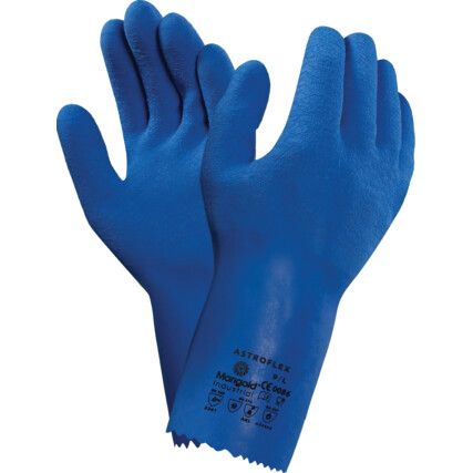 Astroflex, Chemical Resistant Gloves, Blue, Polyamide Liner, Nylon Liner, Size 11