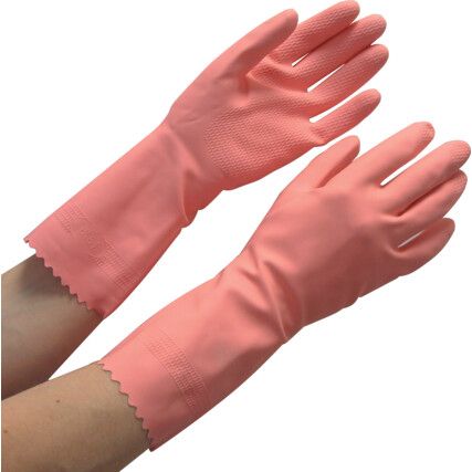 G12P, Chemical Resistant Gloves, Pink, Latex, Cotton Flocked Liner, Size 6.5