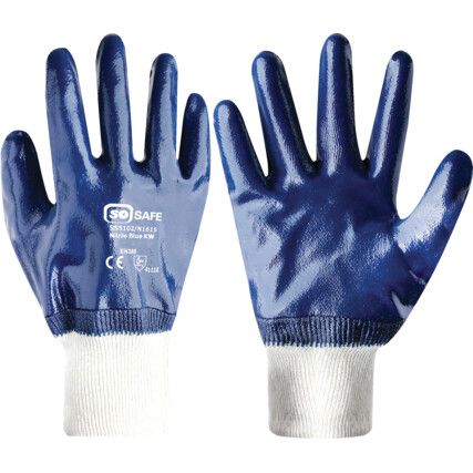 SS5102, General Handling Gloves, Blue/Grey, Nitrile Coating, Size 10