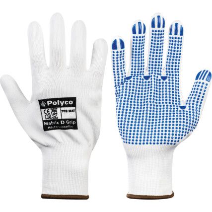 702-MAT Matrix Mechanical Hazard Gloves, White, Nylon Liner, PVC Coating, EN388: 2016, 2, 1, 4, X, X, Size 8