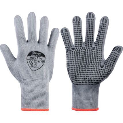 801-MAT Matrix Mechanical Hazard Gloves, Grey, Nylon Liner, PVC Coating, EN388: 2016, 2, 1, 4, X, X, Size 7