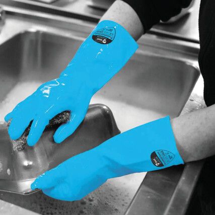 SHIELD 2 HOUSEHOLD RUBBER GLOVES BLUE (S)