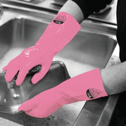 SHIELD 2 HOUSEHOLD RUBBER GLOVES PINK (M)