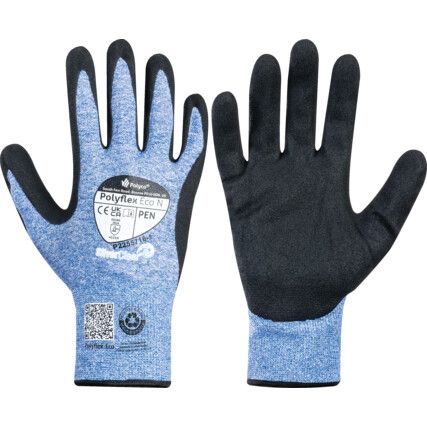 PEN Eco N, General Handling Gloves, Black/Blue, Nitrile Coating, Size 9