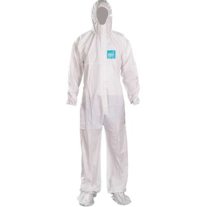 2500 Chemical Protective Coveralls, Disposable, Type 4/5/6, White, Microporous polyethylene film, Zipper Closure, L