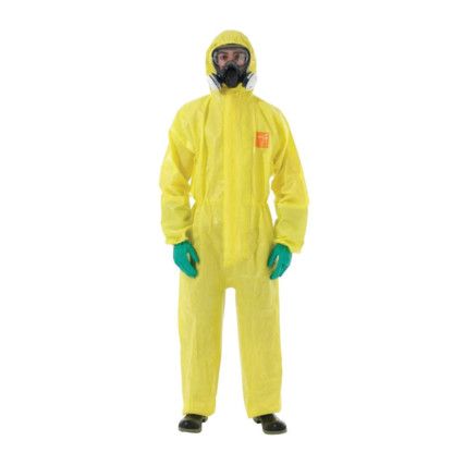 3000-YE Chemical Protective Coveralls, Disposable, Yellow, SMS Non-Woven Fabric, Type 4/5/6 Protection, Zipper Closure, Size M