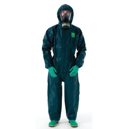 4000-GR Microchem Chemical Protective Coveralls, Disposable, Type 3/4/5, Green, MICROCHEM 4000, Zipper Closure, 2XL