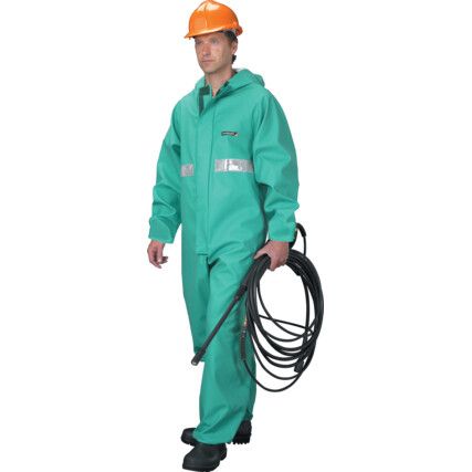 Chemsol Plus, Chemical Protective Boilersuit, Reusable, Type 3/4, Green, Polyester, Closure Hook & Loop, Chest 48-50", XL