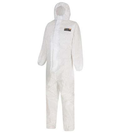 Alphashield 2000CP, Chemical Protective Coveralls, Disposable, Type 5/6, White, Polyethylene/Polypropylene, Chest 84 - 92cm, S