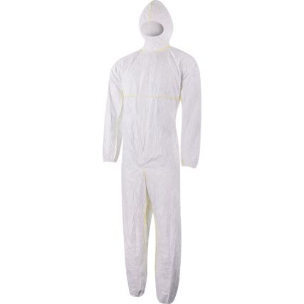 Disposable Chemical Protective Coverall, XL, Type 5/6, White, Tyvek 200, Zipper Closure