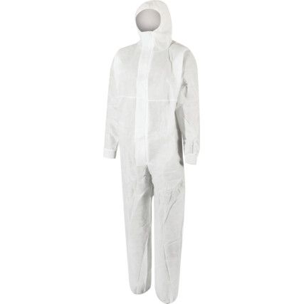 4520, Chemical Protective Coveralls, Disposable, Type 5/6, White, SMMMS Nonwoven Fabric, Zipper Closure, Chest 39-43", L