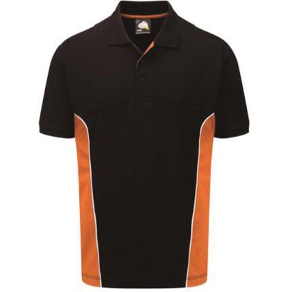 Silverswift, Polo Shirt, Black/Orange, Cotton/Polyester, Short Sleeve, M