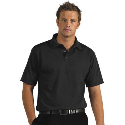 Polo Shirt, Men, Black, Cotton/Polyester, Short Sleeve, S