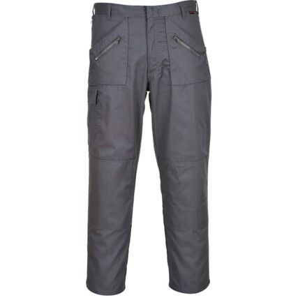 Action Trousers, Men, Grey, Poly-Cotton, Waist 32", Regular