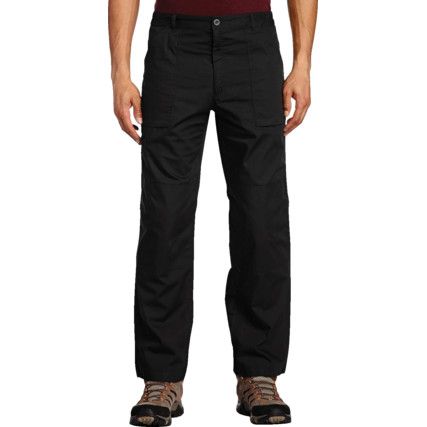 Action Trousers, Men, Black, Poly-Cotton, Waist 34", Leg 33", Long