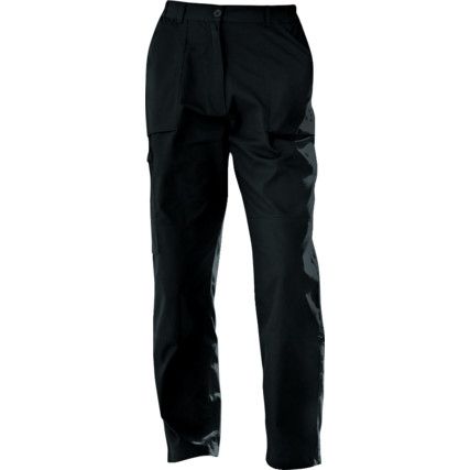 Action Trousers, Women, Black, Poly-Cotton, Waist 28", Regular, Size 10