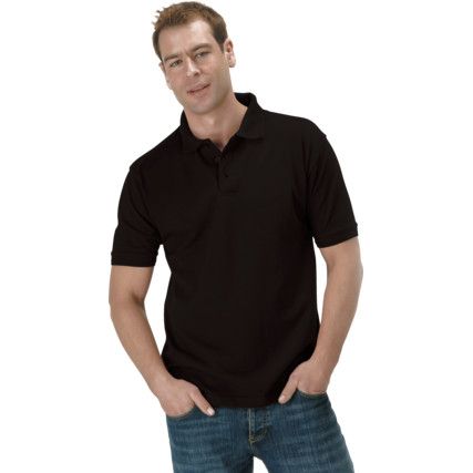 Delux, Polo Shirt, Unisex, Black, Cotton/Polyester, Short Sleeve, S