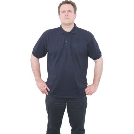 Polo Shirt, Unisex, Navy Blue, Cotton/Polyester, Short Sleeve, M