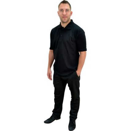 Polo Shirt, Unisex, Black, Cotton/Polyester, Short Sleeve, XL