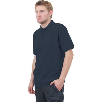 Polo Shirt, Unisex, Black, Cotton/Polyester, Short Sleeve, L