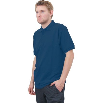 Polo Shirt, Unisex, Navy Blue, Cotton/Polyester, Short Sleeve, M