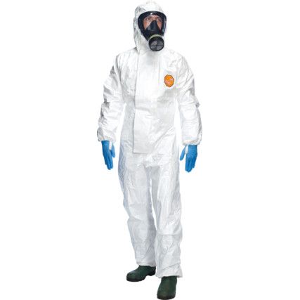 CHZ5, Chemical Protective Coveralls, Disposable, Type 3/4/5/6, White, Laminates, Zipper Closure, Chest 40-42", M