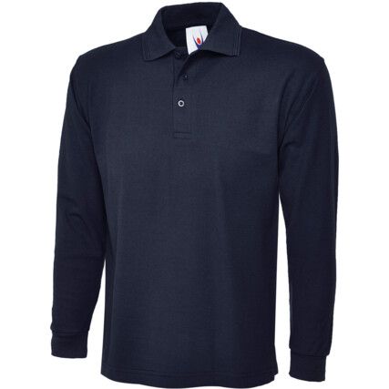 Long Sleeve Polo Shirt, Navy Blue, Men's (XS)