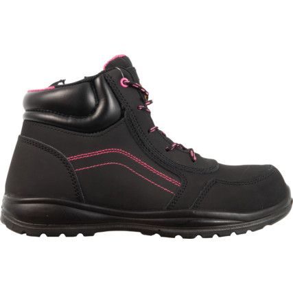 Lydia, Womens Safety Boots Size 2, Black, Leather, Composite Toe Cap