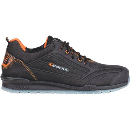 Cregan Unisex Safety Trainers, Size 9, Black/Orange, Wide Fit, Leather Upper, Aluminium Toe Cap, S3, EN ISO 20345:2011