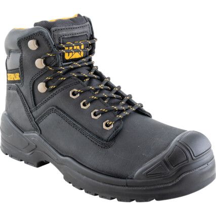 Mens Safety Boots Size 9, Black, Leather, Water Resistant, Steel Toe Cap