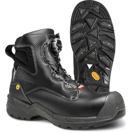 Unisex Safety Boots Size 9, Black, Leather, Composite Toe Cap, ESD