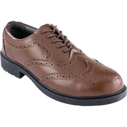 Unisex Composite Brogue Safety Shoes, Size 9, Brown, Leather Upper, Composite Toe Cap, S3, EN ISO 20345:2011