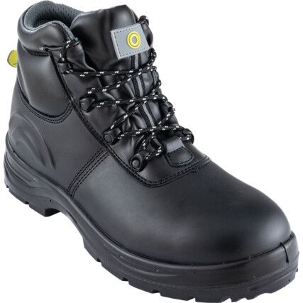 Safety Boots, Size, 8, Black, Leather Upper, Steel Toe Cap