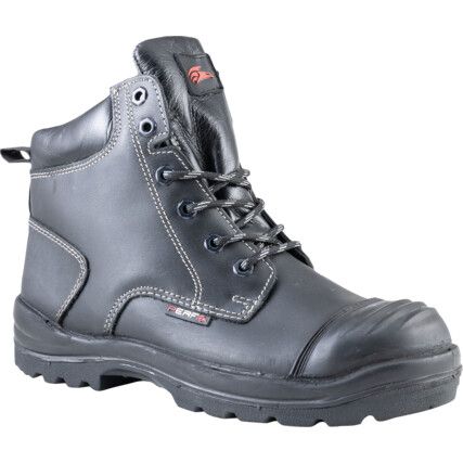 Unisex Safety Boots Size 8, Black, Leather, Steel Toe Cap