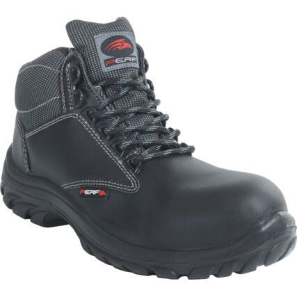 Unisex Safety Boots Size 8, Black, Leather, Water Resistant