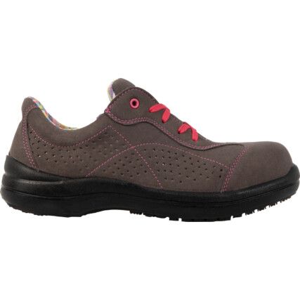 Women's Safety Trainers, Size 6, Grey/Pink, Microfibre Upper, Composite Toe Cap, S1P, EN ISO 20345:2011