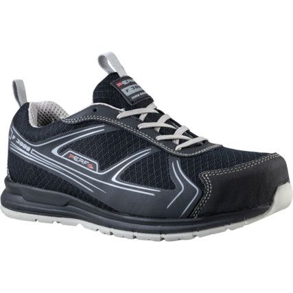 Gravity Five Unisex Safety Trainers, Size 10, Black/Grey, Textile Upper, Aluminium Toe Cap, S1P, EN ISO 20345:2011