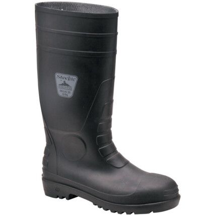 Total Men's  Metal Safety Wellingtons, Size 7, Black, PVC Upper, Steel Toe Cap, S5, SRC, EN ISO 20345:2011