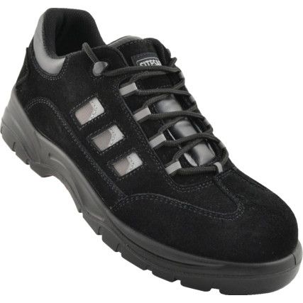 Unisex Safety Trainers, Size 3, Black, Leather Upper, Composite Toe Cap, S1P, EN ISO 20345:2011