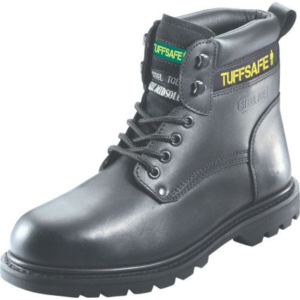 Mens Safety Boots Size 6, Black, Leather, Steel Toe Cap