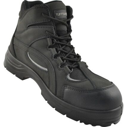 Unisex Safety Boots Size 13, Black, Leather, Water Resistant, Composite Toe Cap