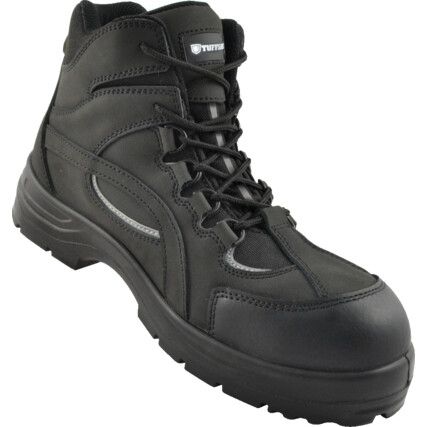 Unisex Safety Boots Size 7, Black, Leather, Steel Toe Cap