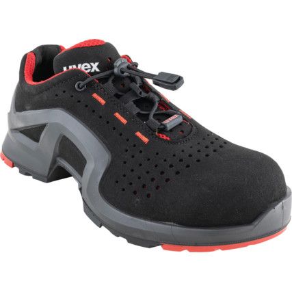 uvex 1 Unisex Safety Trainers, Size 7, Black/Red, ESD, Velour Upper, Composite Toe Cap, S1, EN ISO 20345:2011