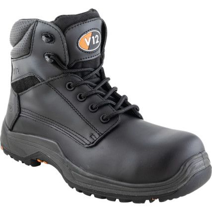 Bison, Unisex Safety Boots Size 14, Black, Leather, Composite Toe Cap