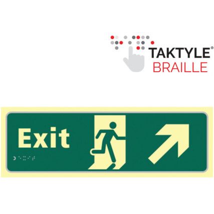 Exit Running Man Sign Arrow Up / Right Taktyleph 450mm x 150mm