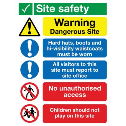 Site Safety Starts Here Rigid PVC Sign 600mm x 800mm