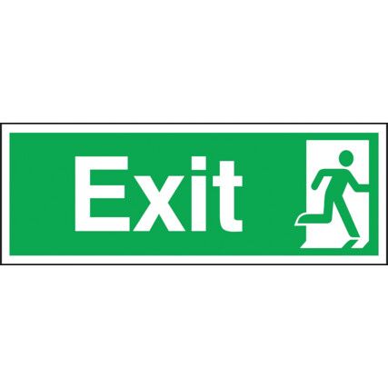 Fire Exit Man Right Rigid PVC Sign 450mm x 150mm